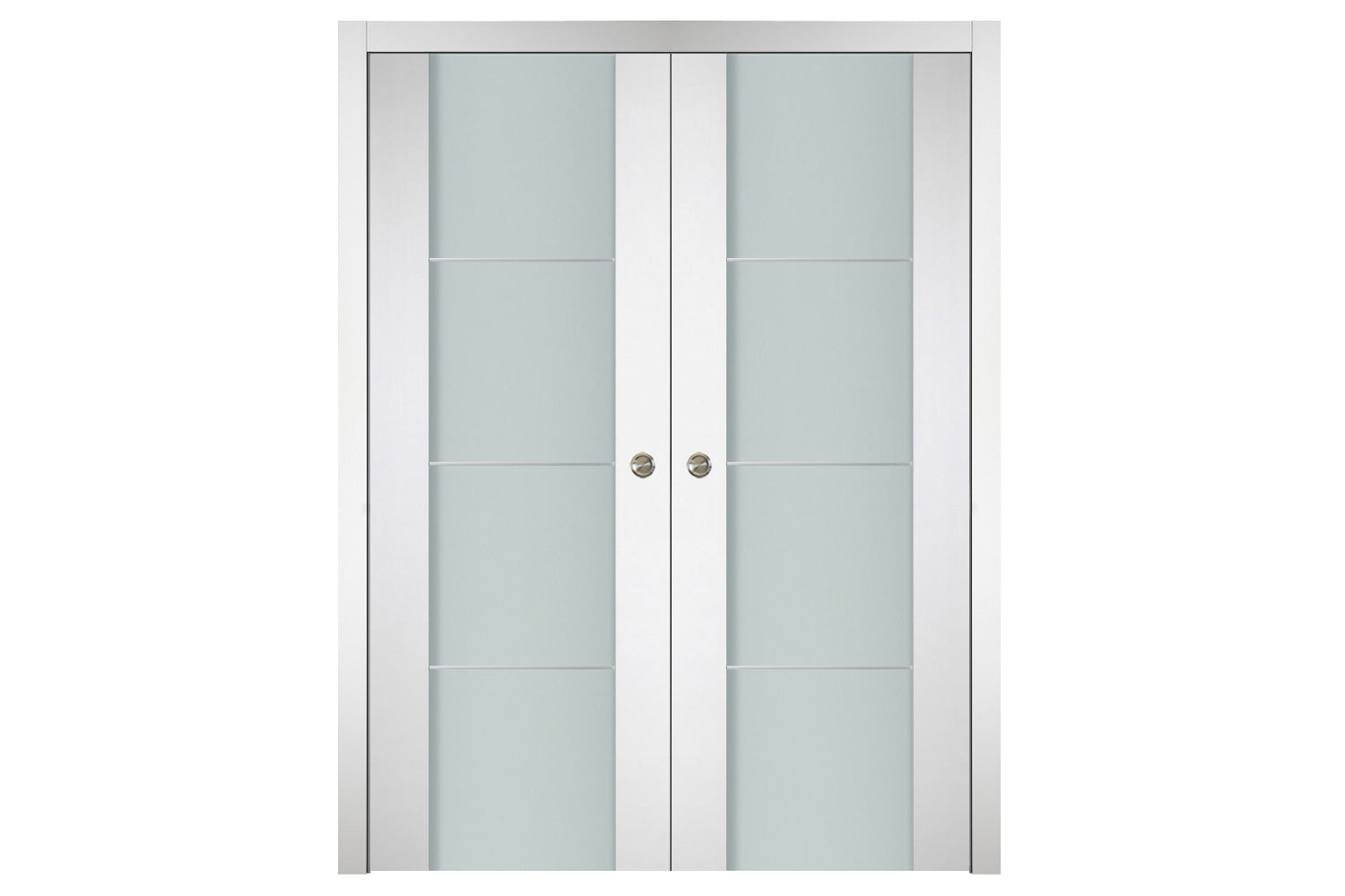 Nova Italia Vetro 3H Alaskan White Laminate Interior Door - Double Pocket Door