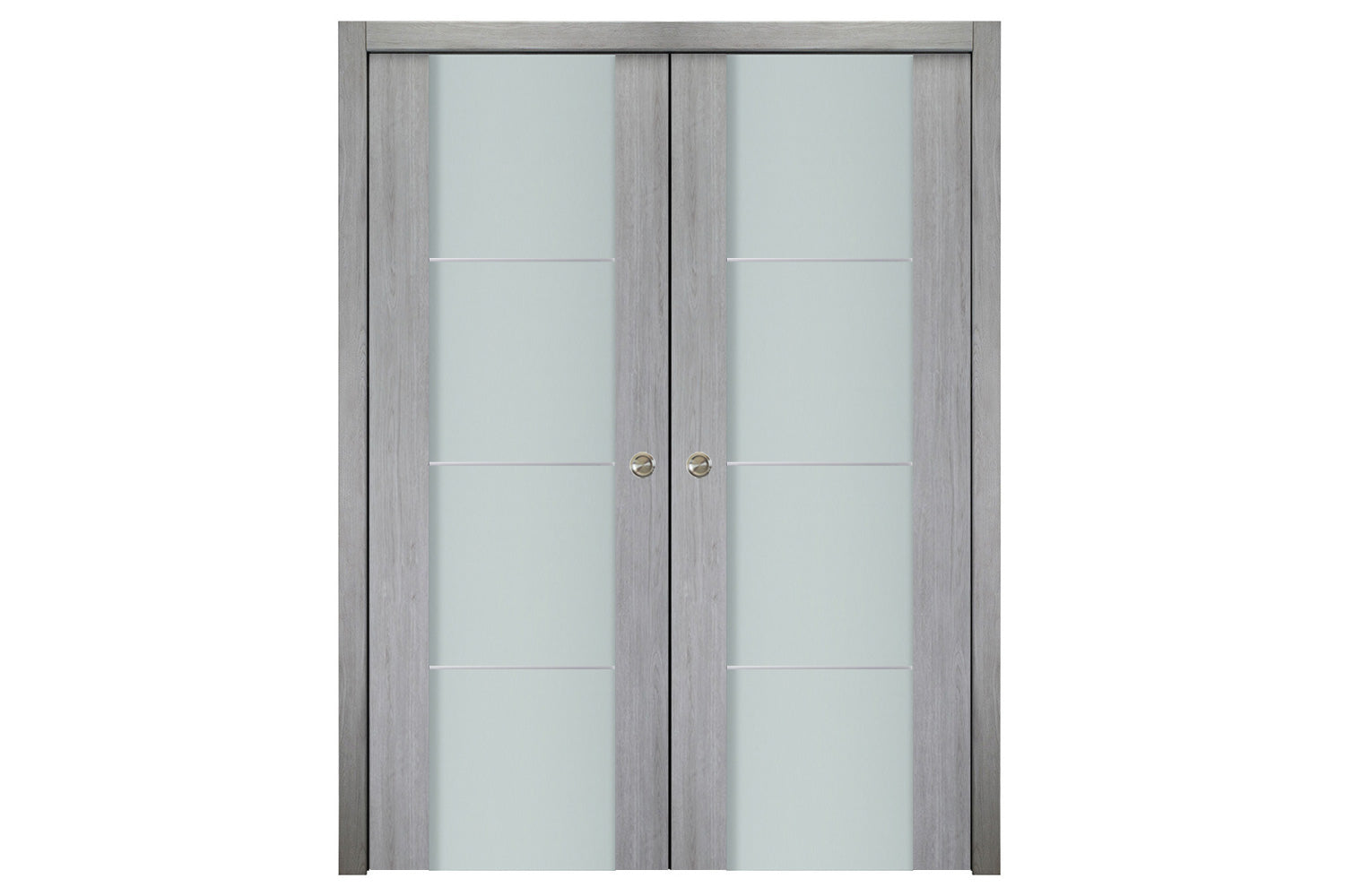 Nova Italia Vetro 3H Light Grey Laminate Interior Door - Double Pocket Door