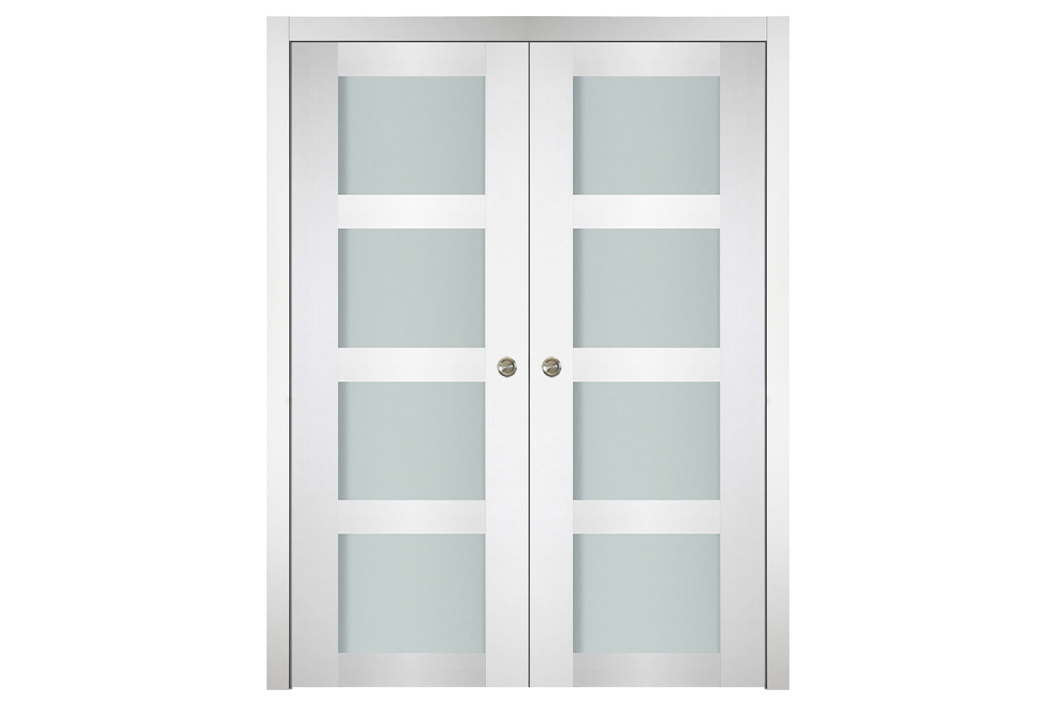 Nova Italia Vetro 4 Lite Alaskan White Laminate Interior Door - Double Pocket Door