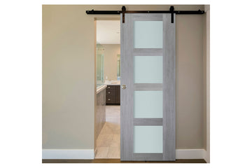 Nova Italia Vetro 4 Lite Light Grey Laminate Interior Barn Door