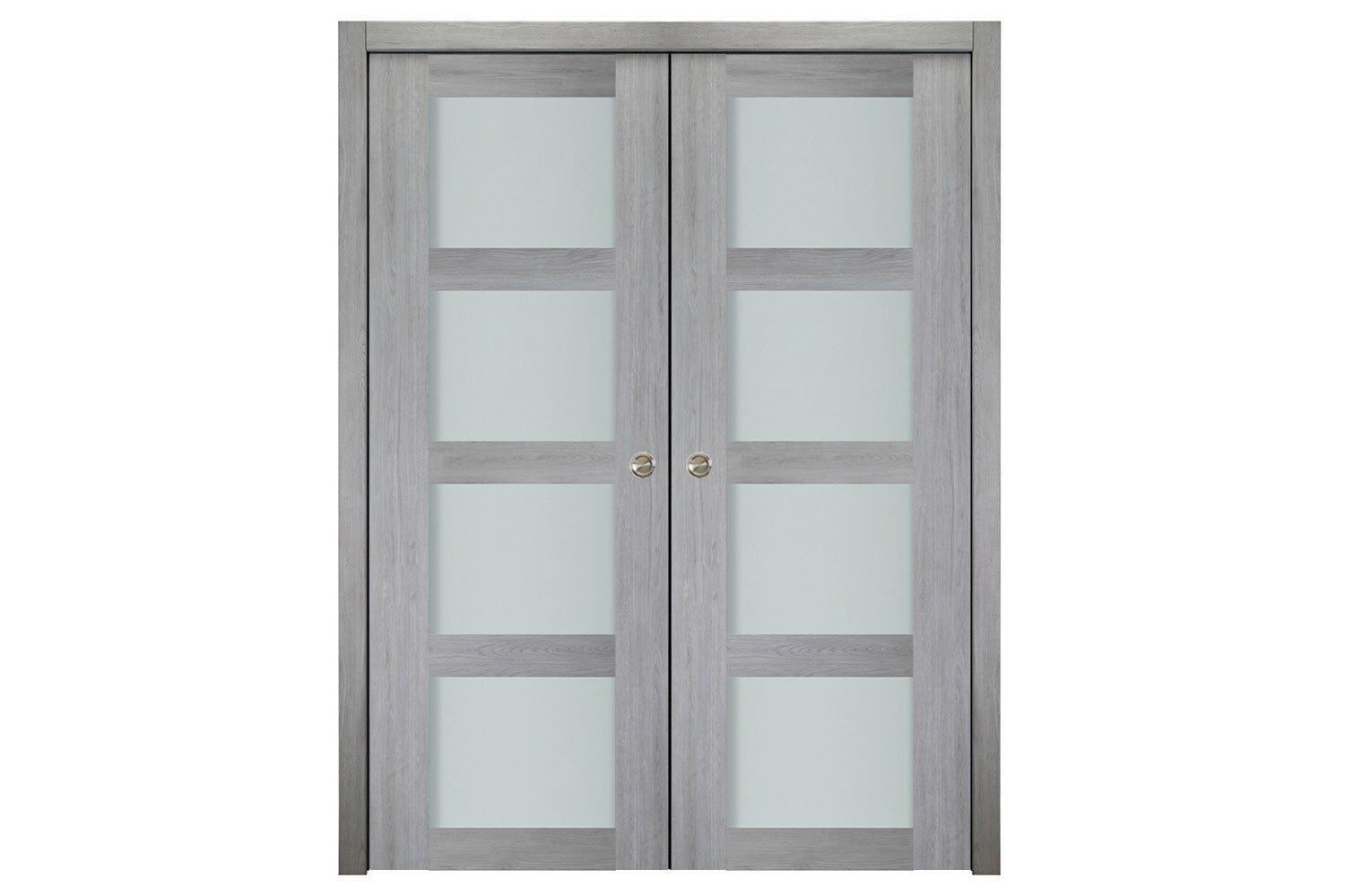 Nova Italia Vetro 4 Lite Light Grey Laminate Interior Door - Double Pocket Door
