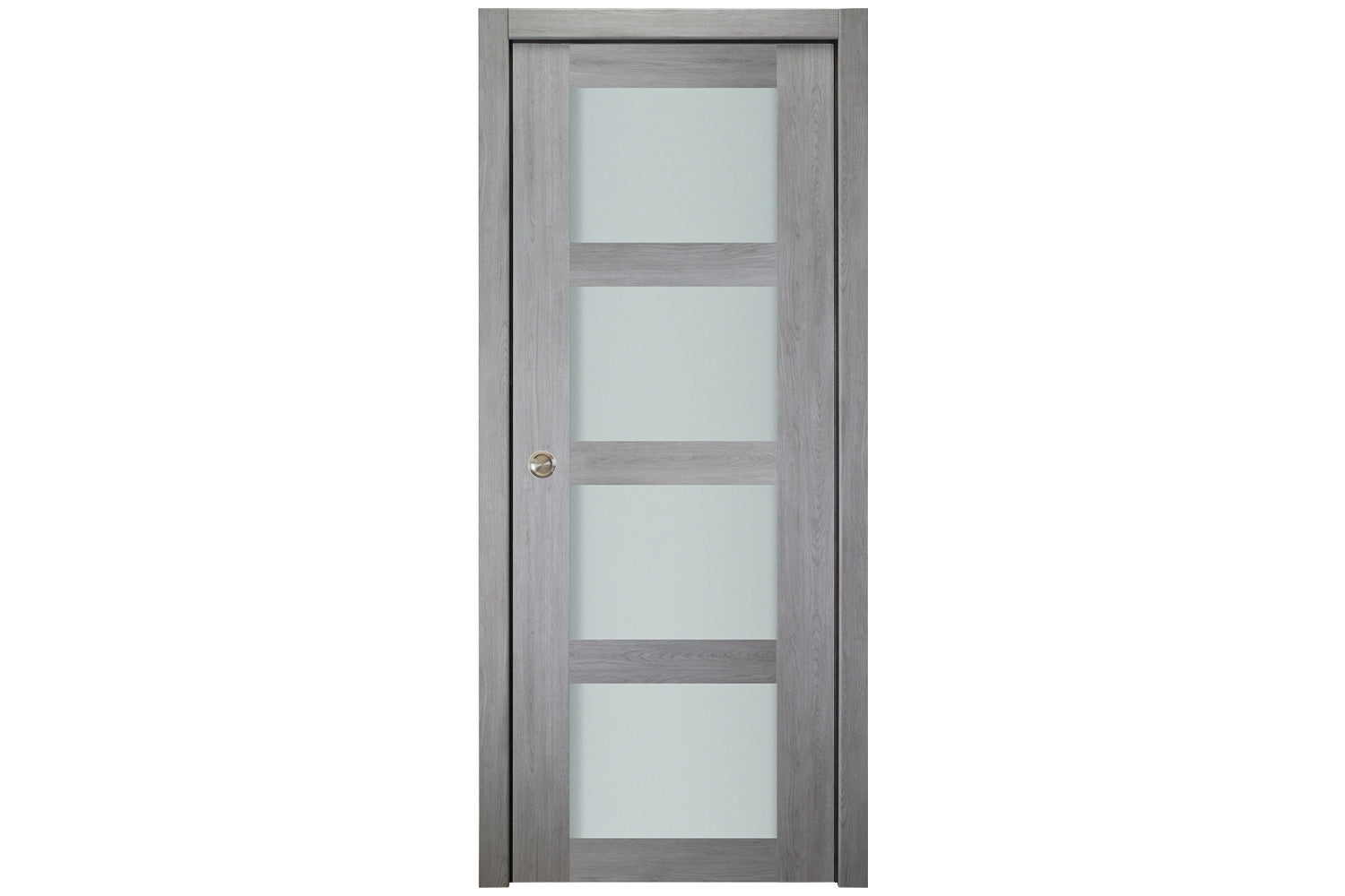 Nova Italia Vetro 4 Lite Light Grey Laminate Interior Door - Single Pocket Door