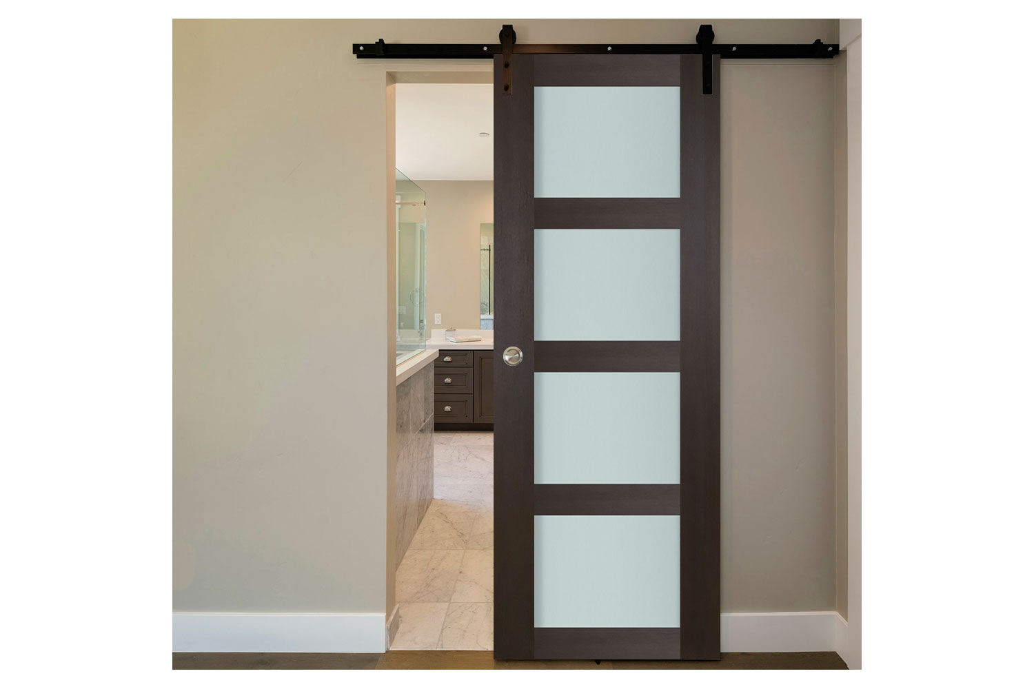 Nova Italia Vetro 4 Lite Premium Wenge Laminate Interior Barn Door