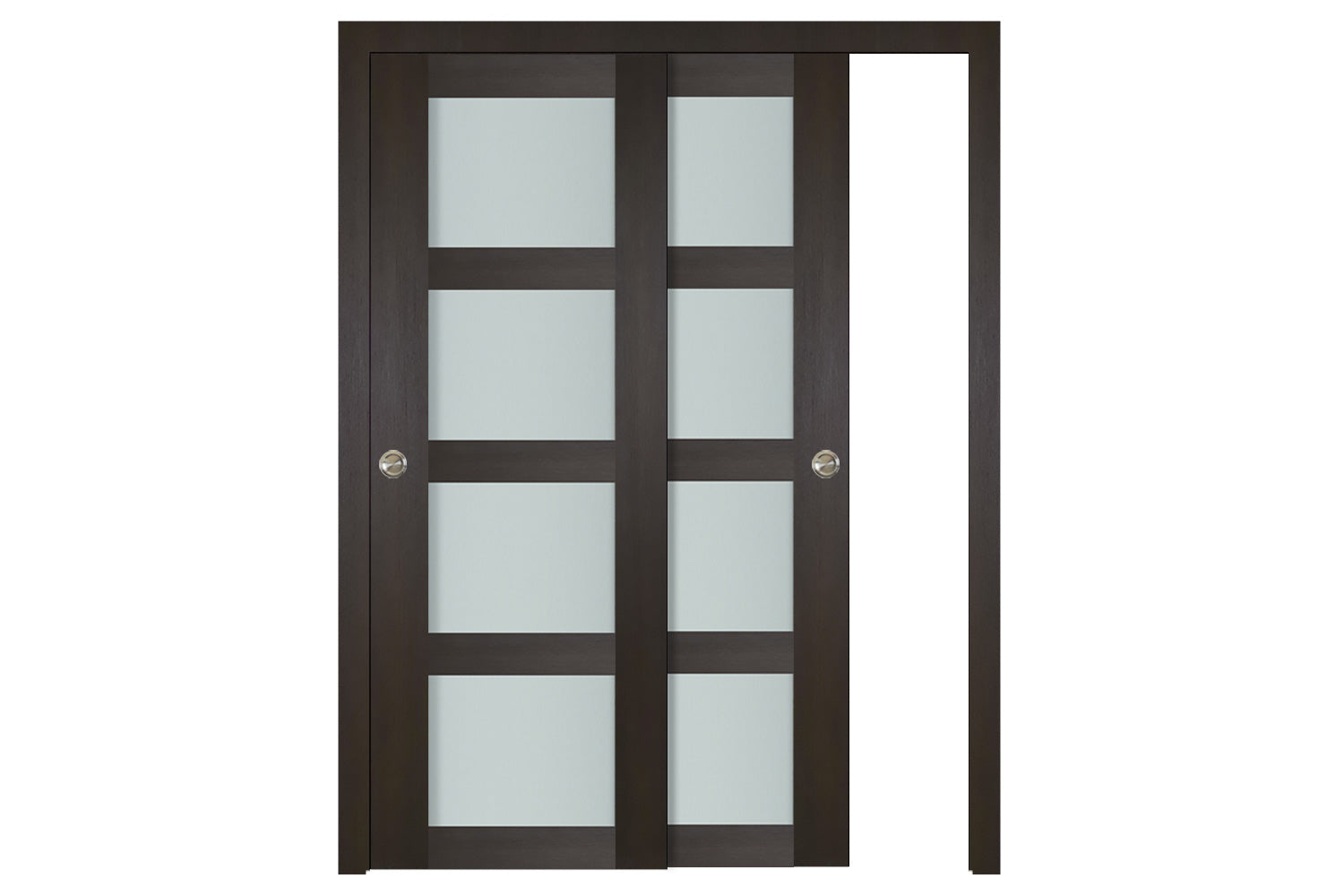 Nova Italia Vetro 4 Lite Premium Wenge Laminate Interior Door - Sliding Bypass