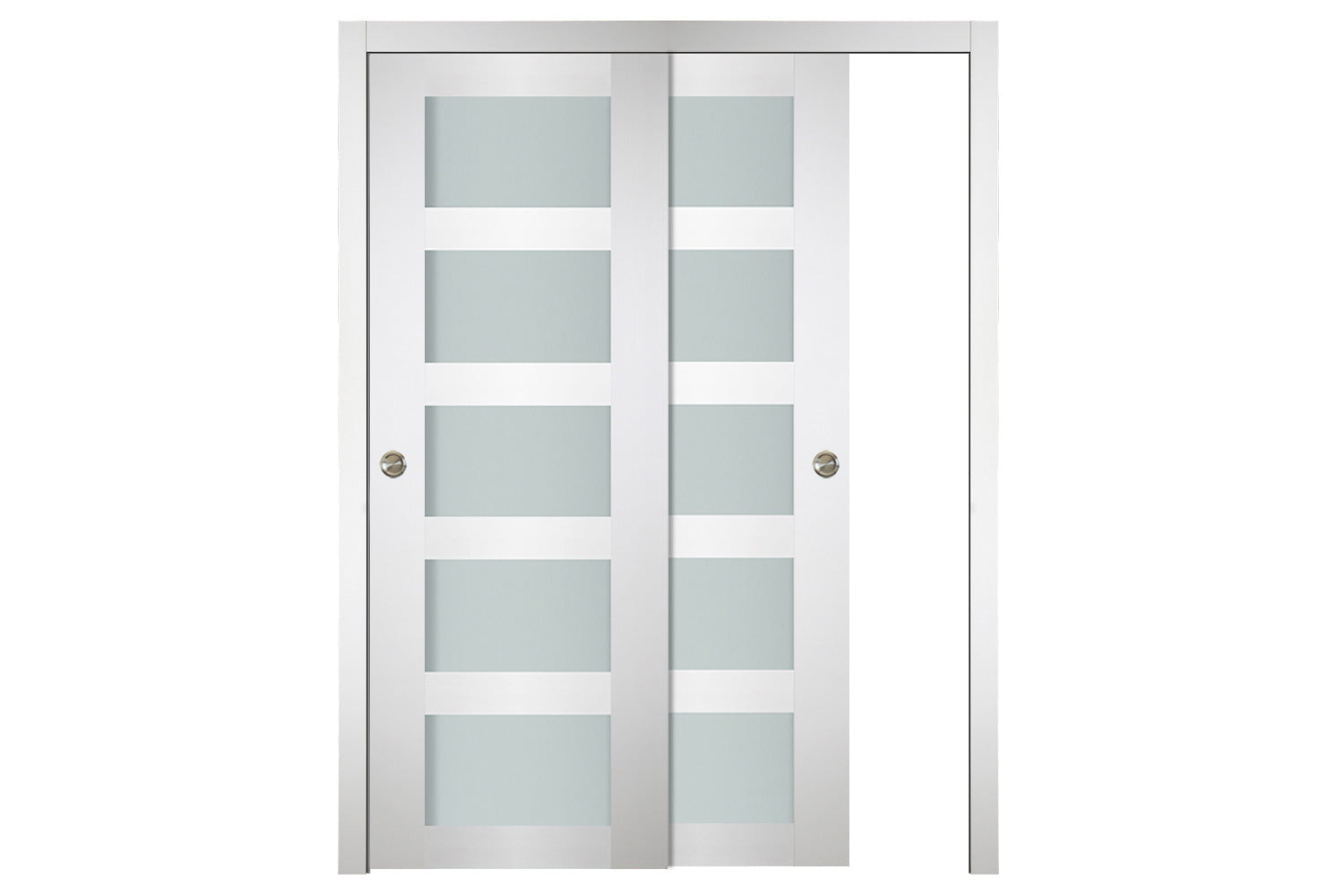 Nova Italia Vetro 5 Lite Alaskan White Laminate Interior Door - Bypass Door