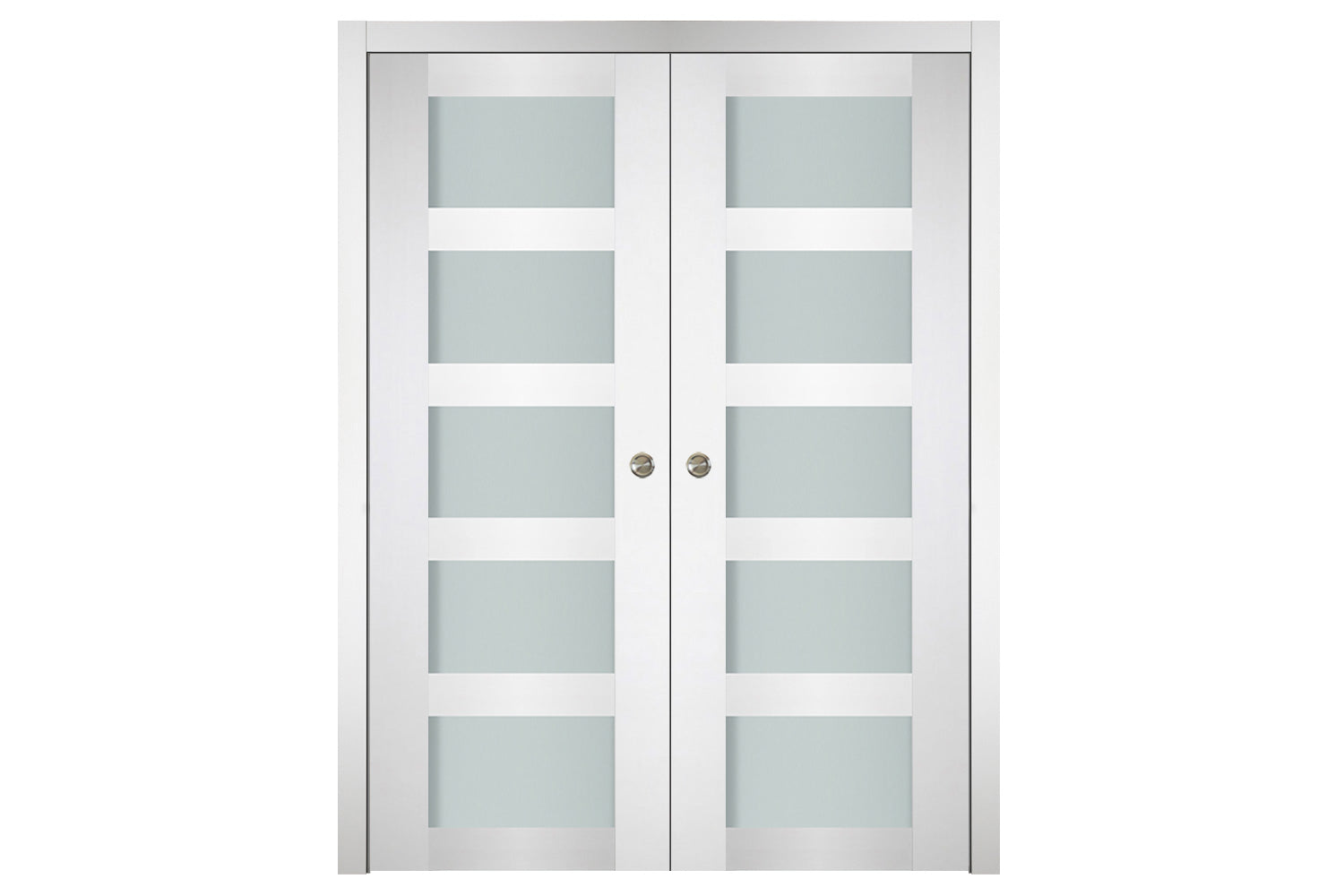 Nova Italia Vetro 5 Lite Alaskan White Laminate Interior Door - Double Pocket Door