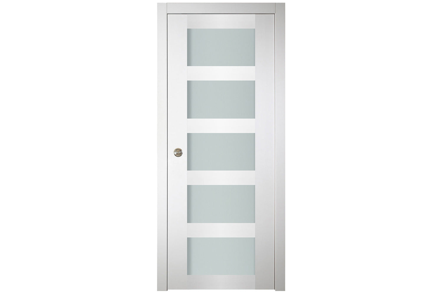 Nova Italia Vetro 5 Lite Alaskan White Laminate Interior Door - Single Pocket Door