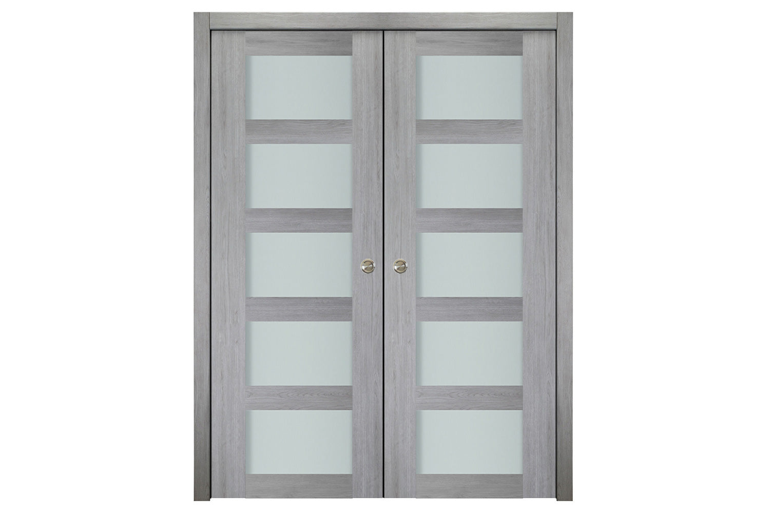Nova Italia Vetro 5 Lite Light Grey Laminate Interior Door - Double Pocket Door