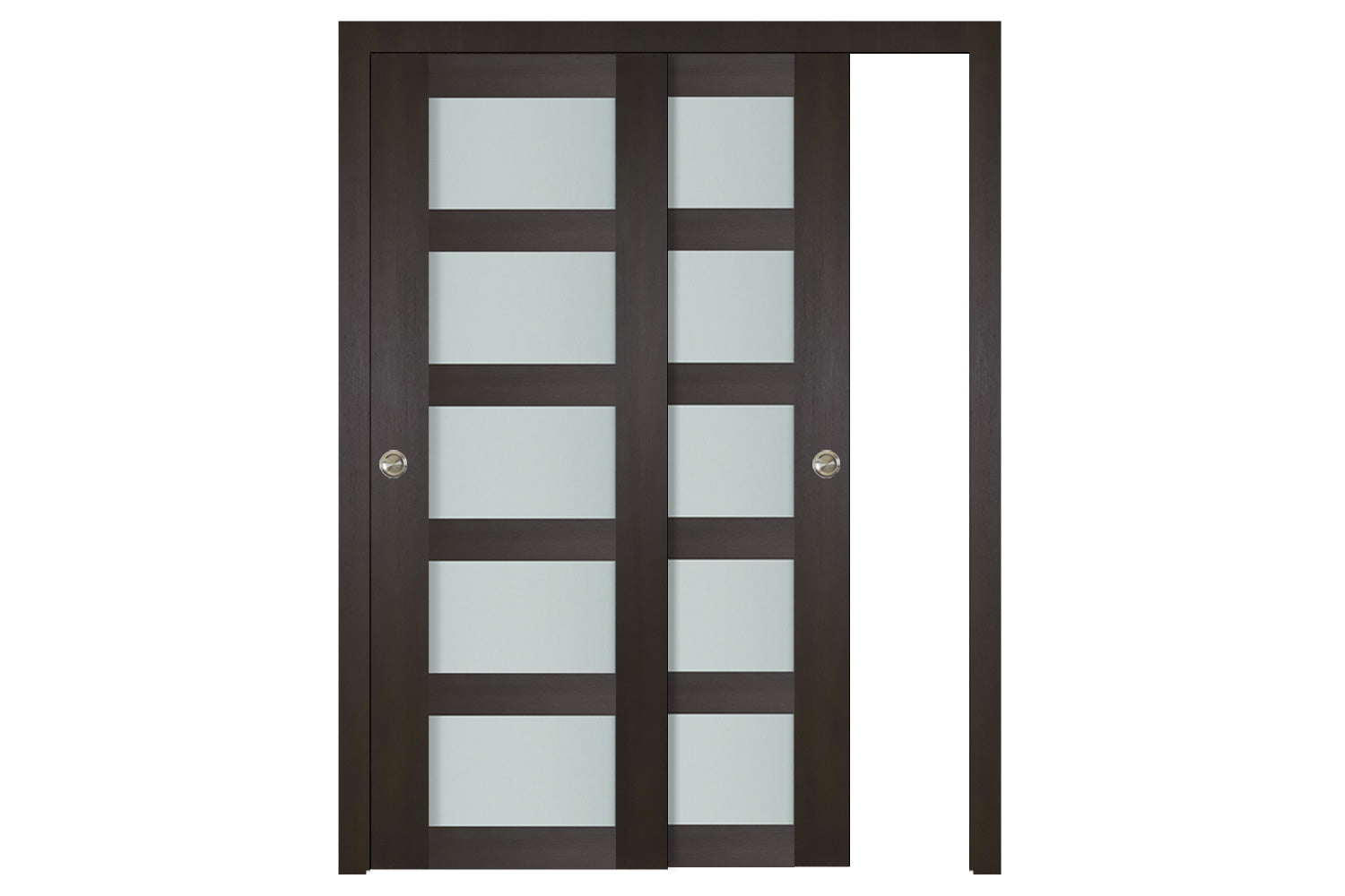 Nova Italia Vetro 5 Lite Premium Wenge Laminate Interior Door - Sliding Bypass
