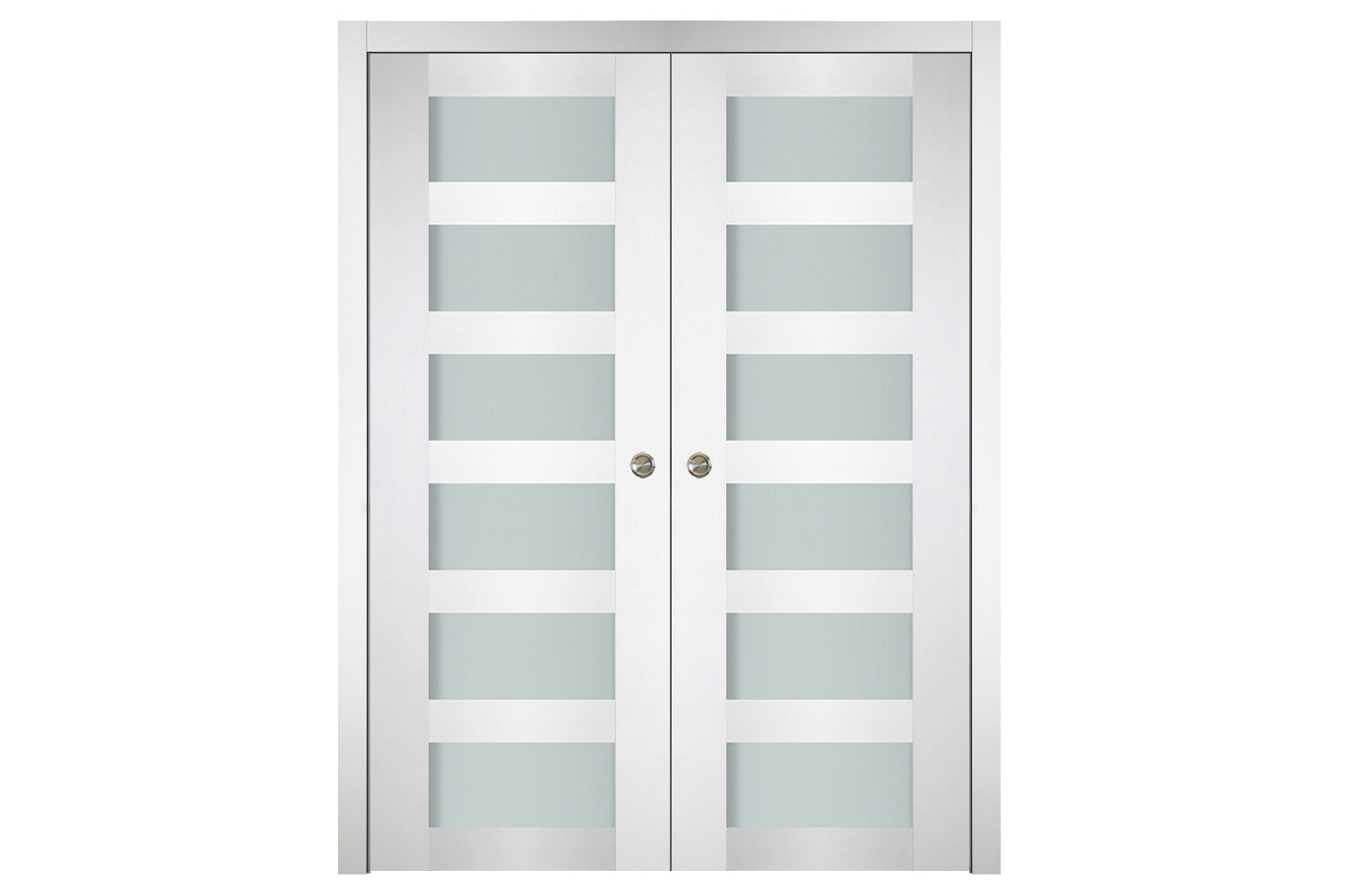 Nova Italia Vetro 6 Lite Alaskan White Laminate Interior Door - Double Pocket Door