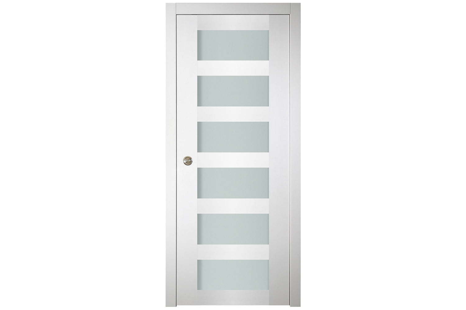 Nova Italia Vetro 6 Lite Alaskan White Laminate Interior Door - Single Pocket Door