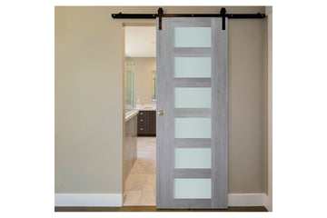 Nova Italia Vetro 6 Lite Light Grey Laminate Interior Barn Door