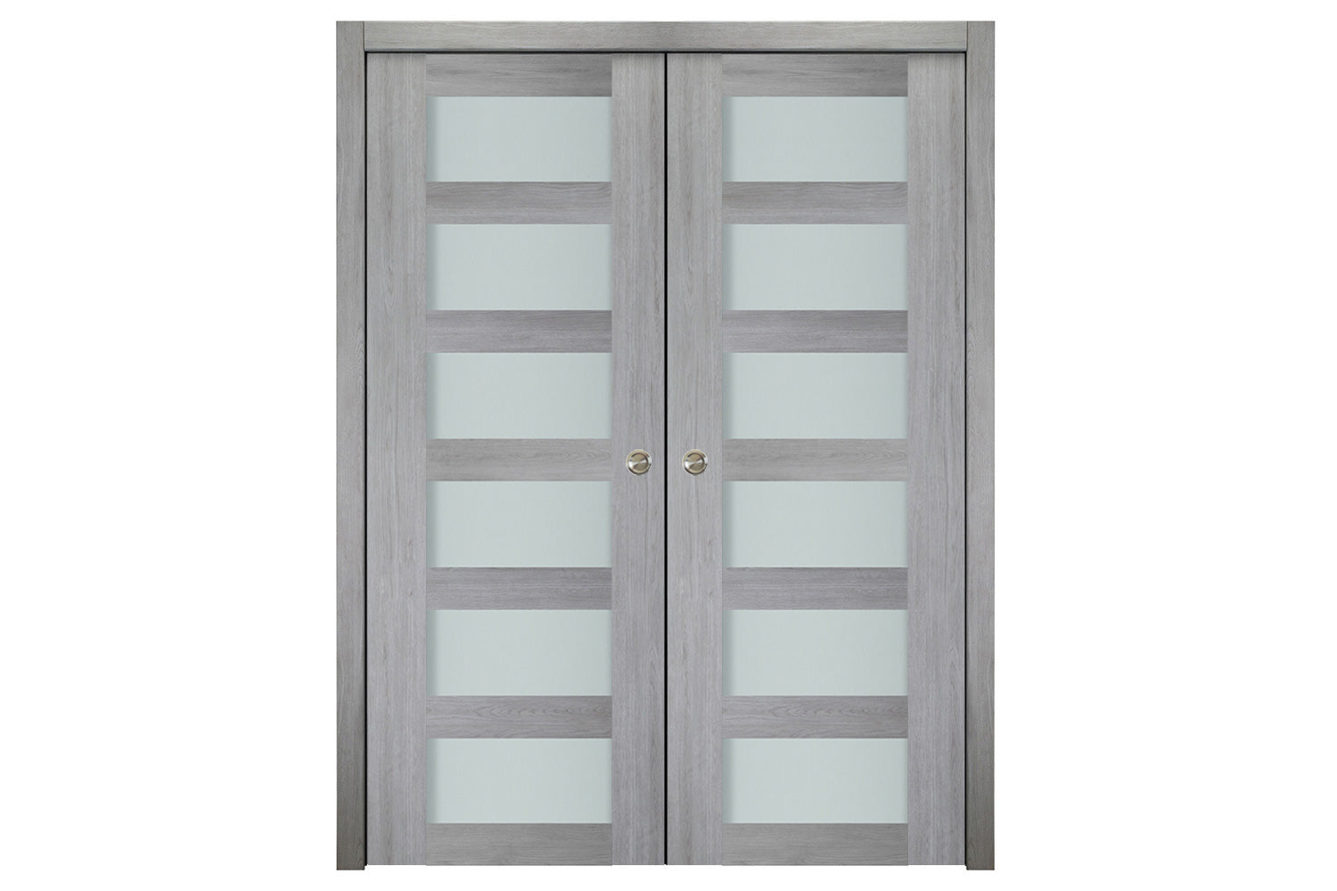 Nova Italia Vetro 6 Lite Light Grey Laminate Interior Door - Double Pocket Door