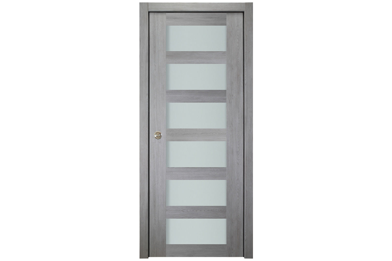 Nova Italia Vetro 6 Lite Light Grey Laminate Interior Door - Single Pocket Door