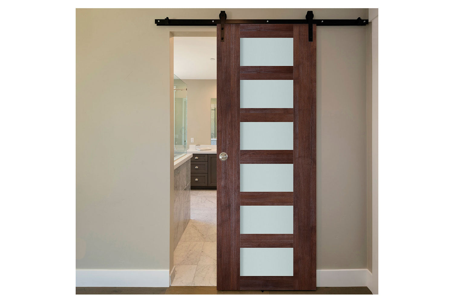 Nova Italia Vetro 6 Lite Prestige Brown Laminate Interior Barn Door