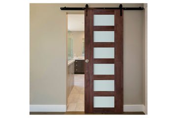 Nova Italia Vetro 6 Lite Prestige Brown Laminate Interior Barn Door