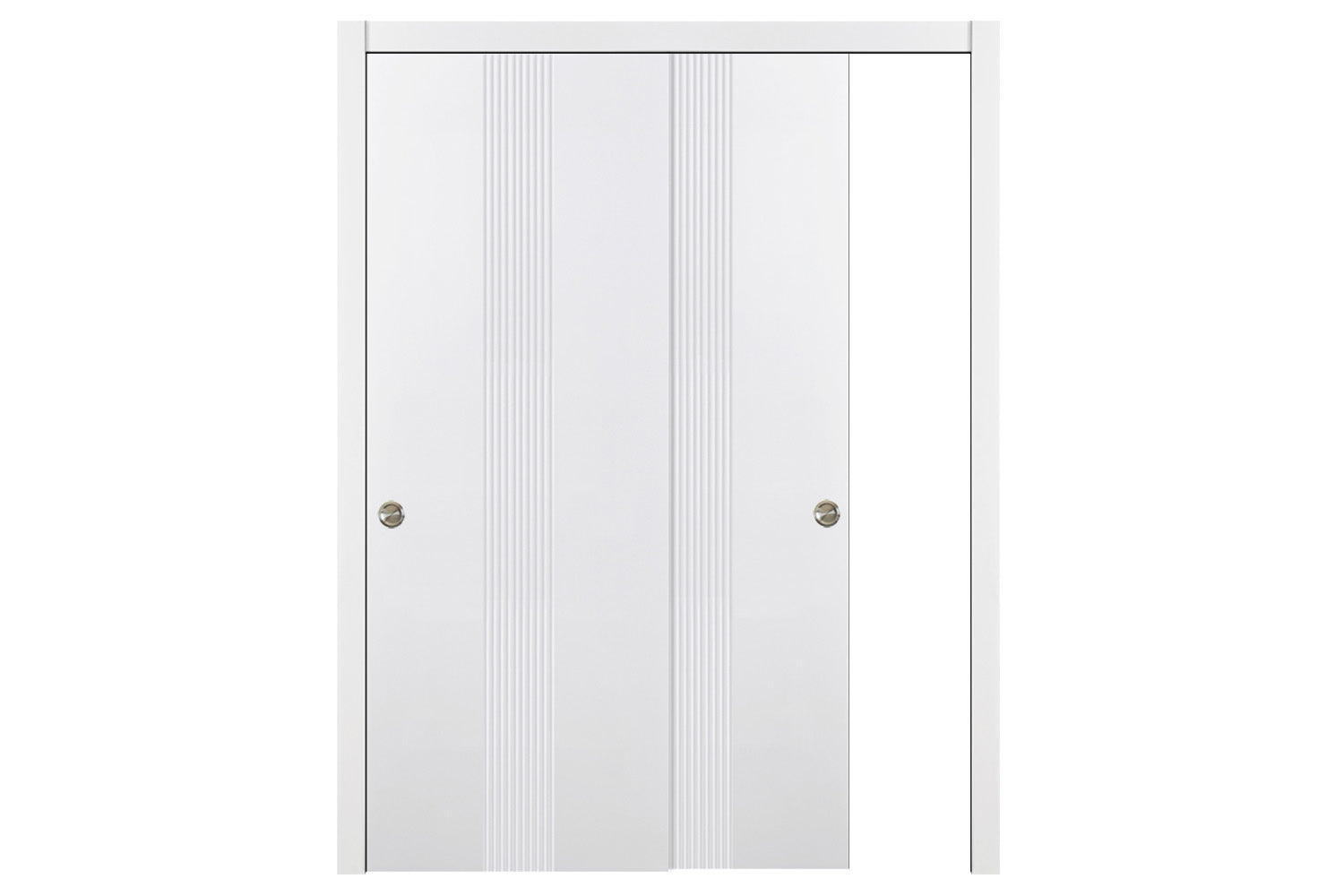 Nova M34 Soft White Laminated Modern Interior Door - Sliding Bypass