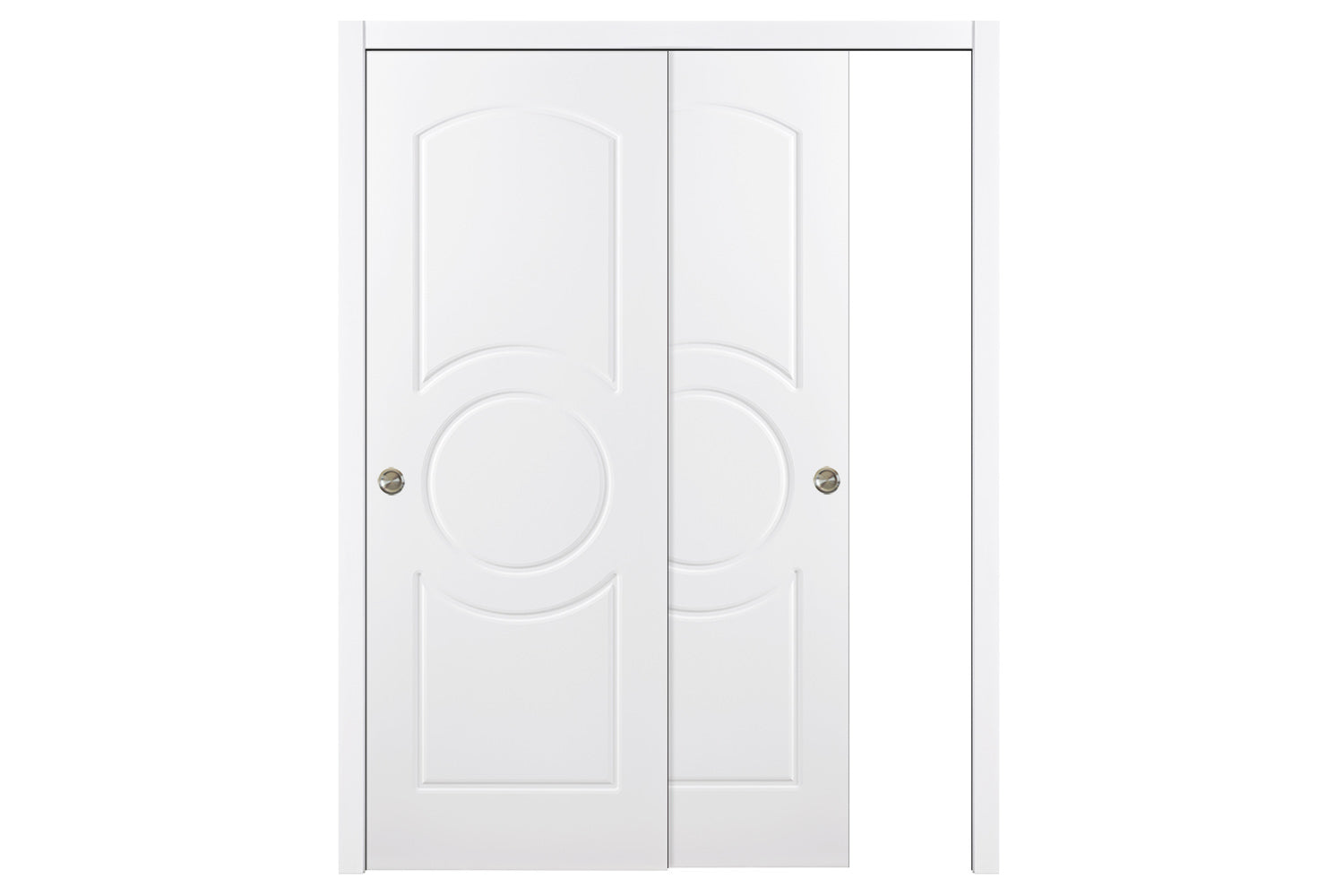 Nova Ovalo Soft White Laminated Traditional interior Door - Sliding Bypass
