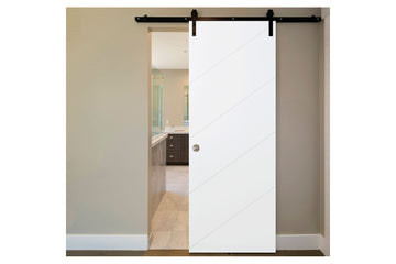 Nova Slant Soft White Laminated Traditional interior Barn Door