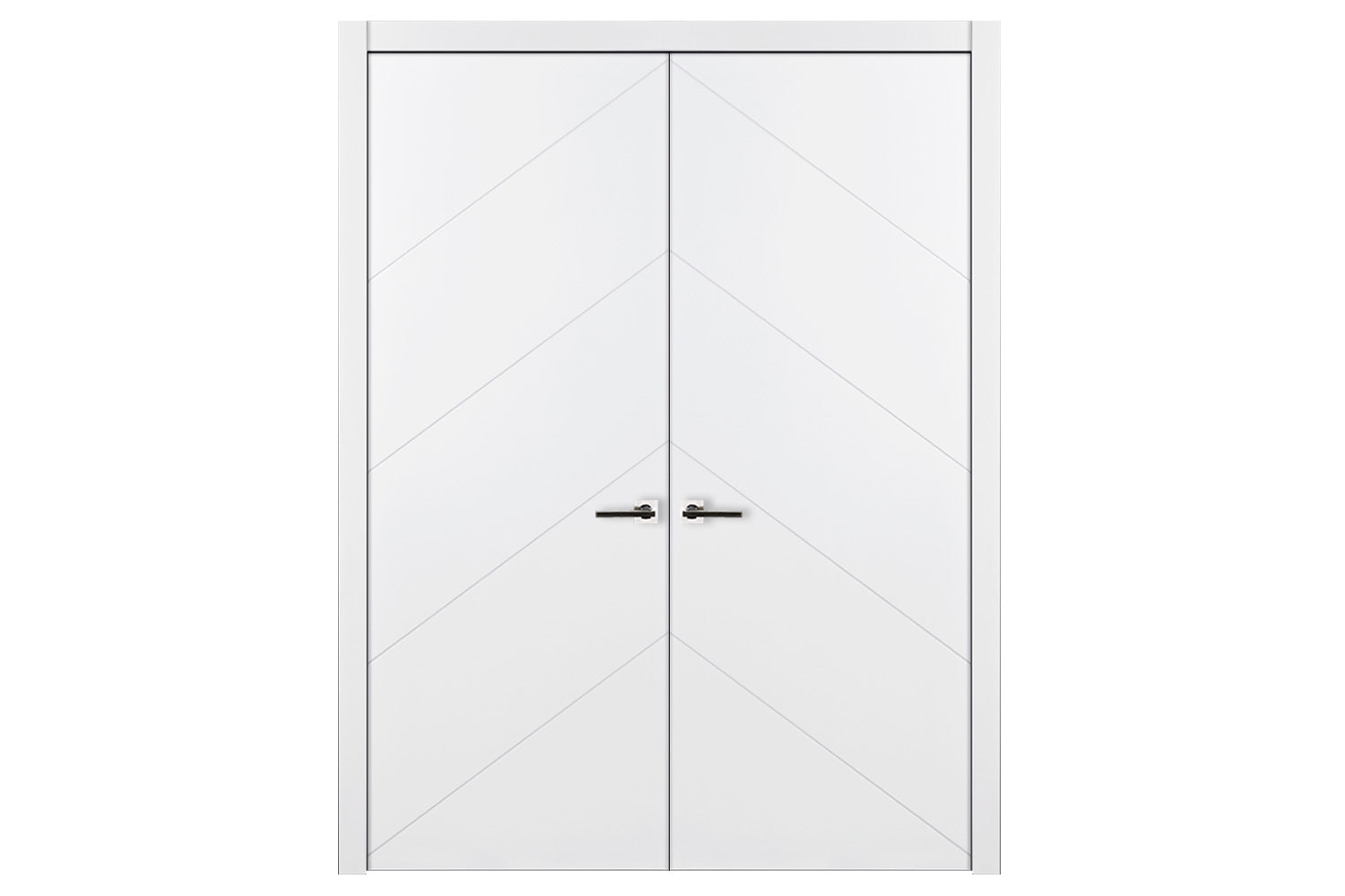 Nova Slant Soft White Laminated Traditional interior Door - Double Door