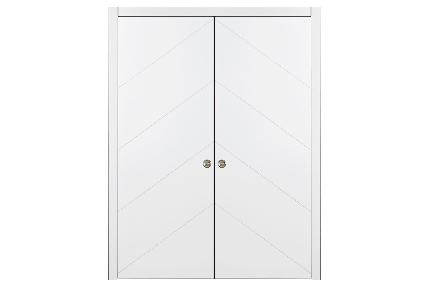 Nova Slant Soft White Laminated Traditional interior Door - Double Pocket