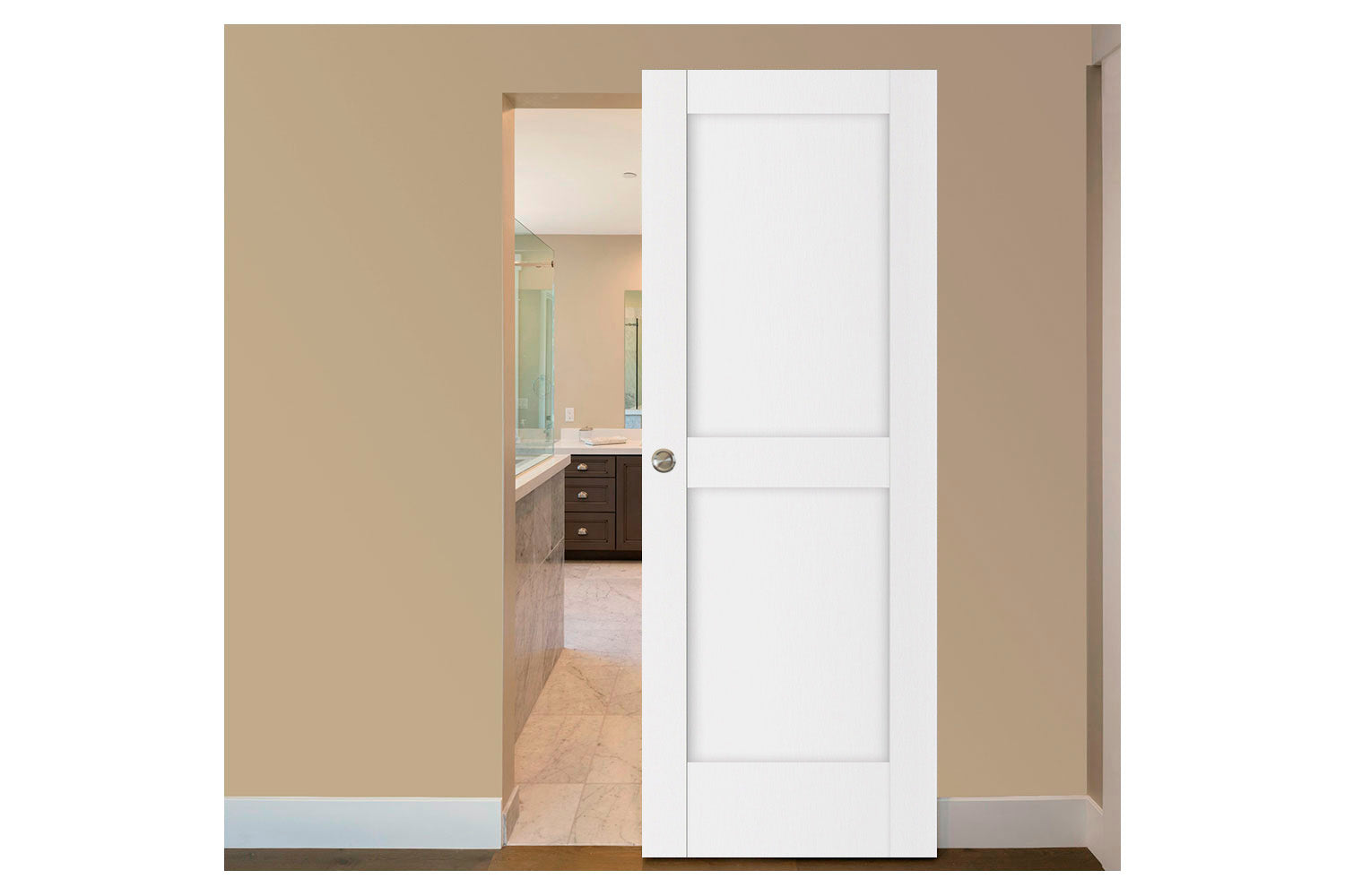 Nova Stile 024 Soft White Laminated Modern Interior Magic Sliding Door
