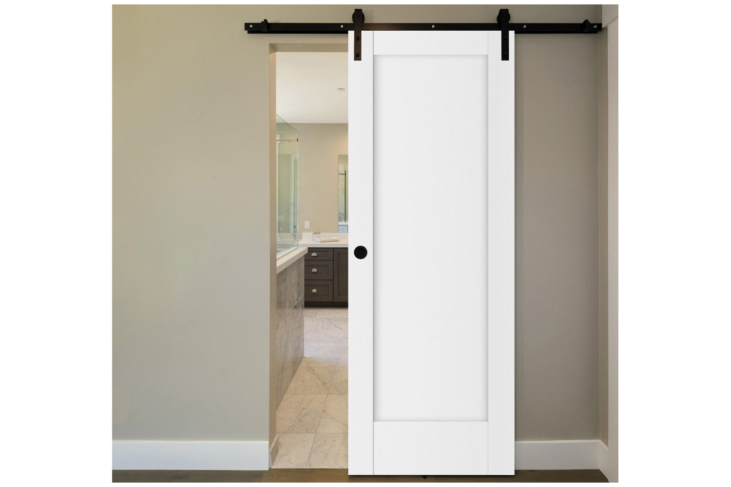 Nova Stile 056 Soft White Laminated Modern Interior Door - Barn Door