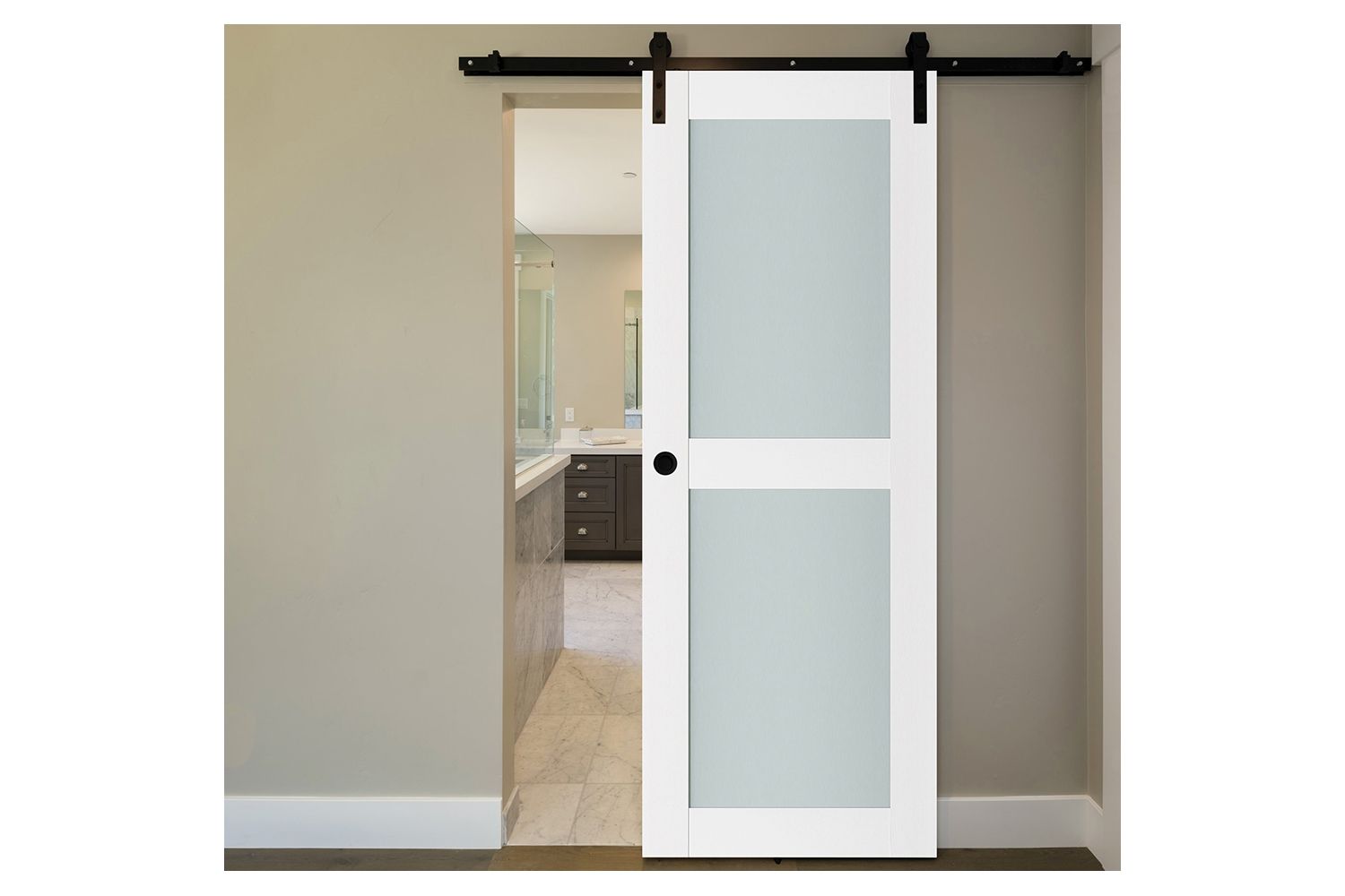 Nova Triplex 009 Soft White Laminated Modern Interior Door - Barn Door