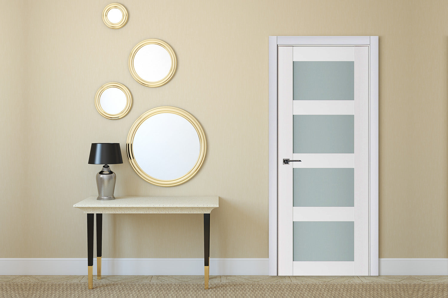 Nova Triplex 010 Soft White Laminated Modern Interior Door