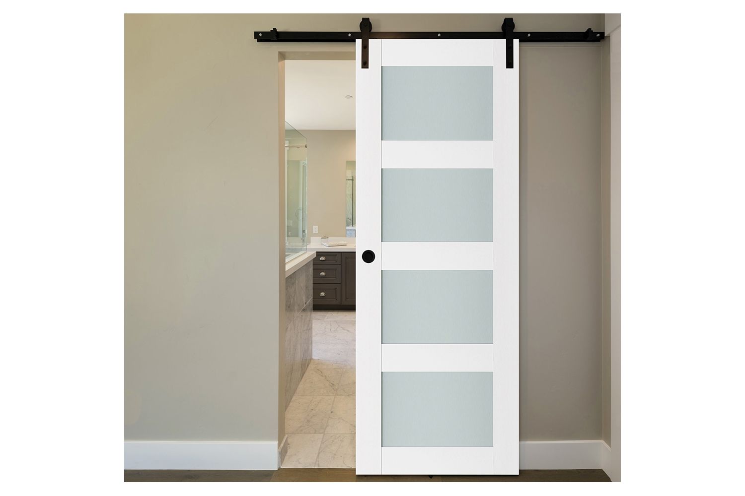 Nova Triplex 010 Soft White Laminated Modern Interior Door - Barn Door