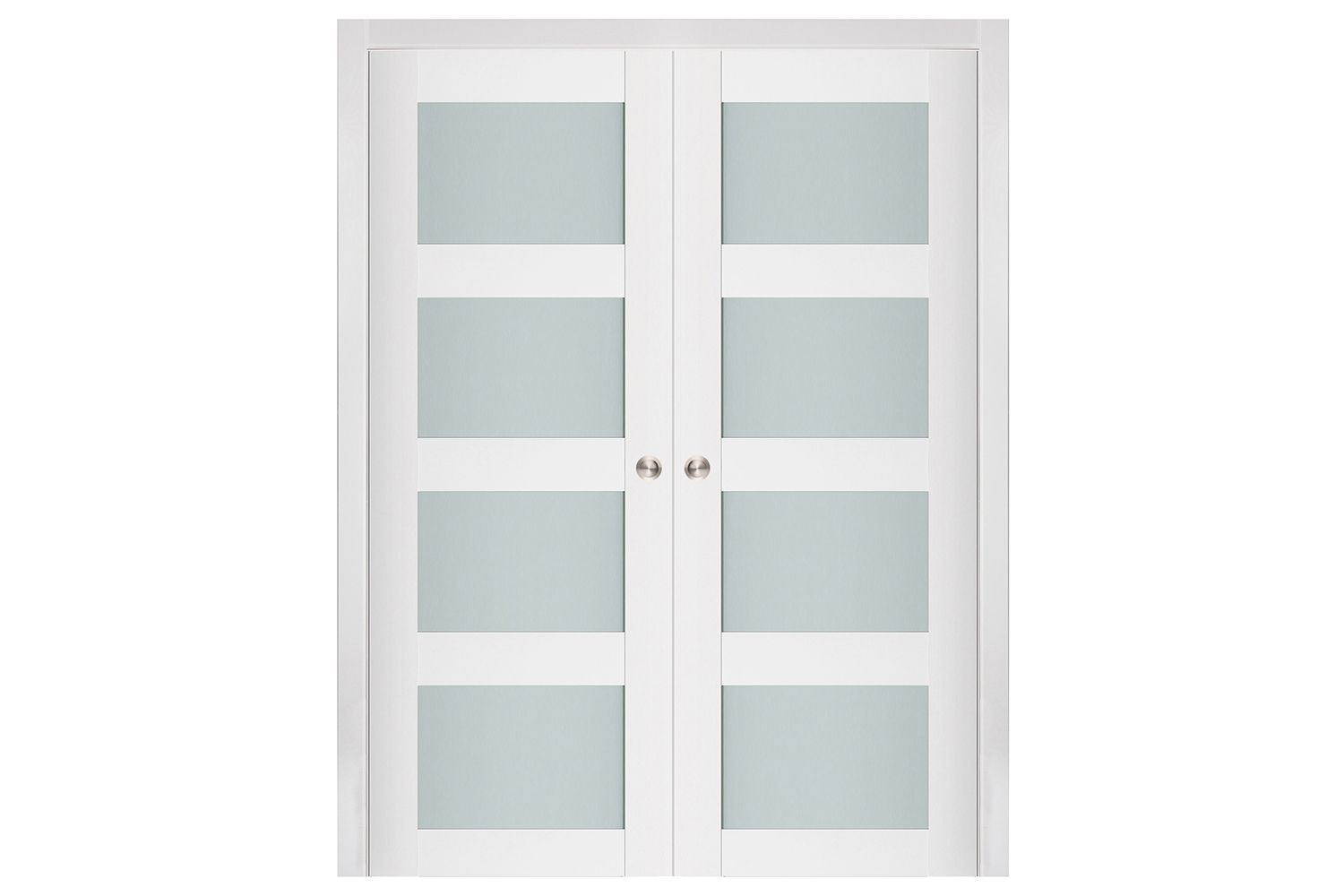 Nova Triplex 010 Soft White Laminated Modern Interior Door - Double Pocket