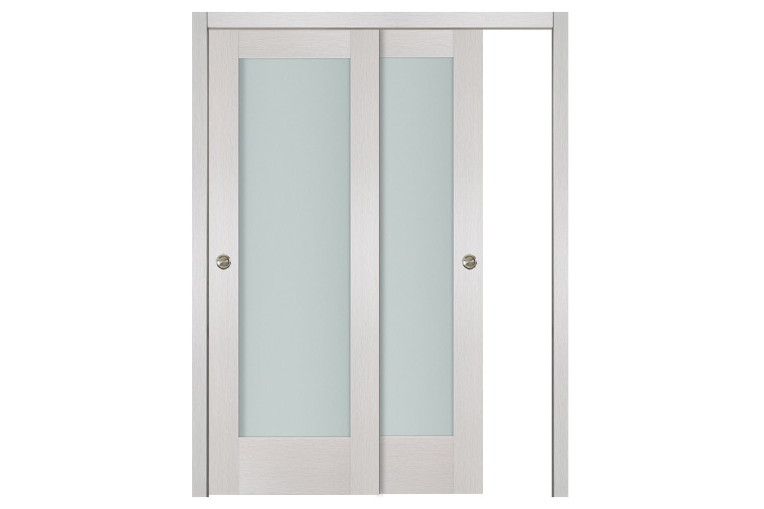 Nova 1-Lite White Wenge Ext Laminated French Door - Bypass Door