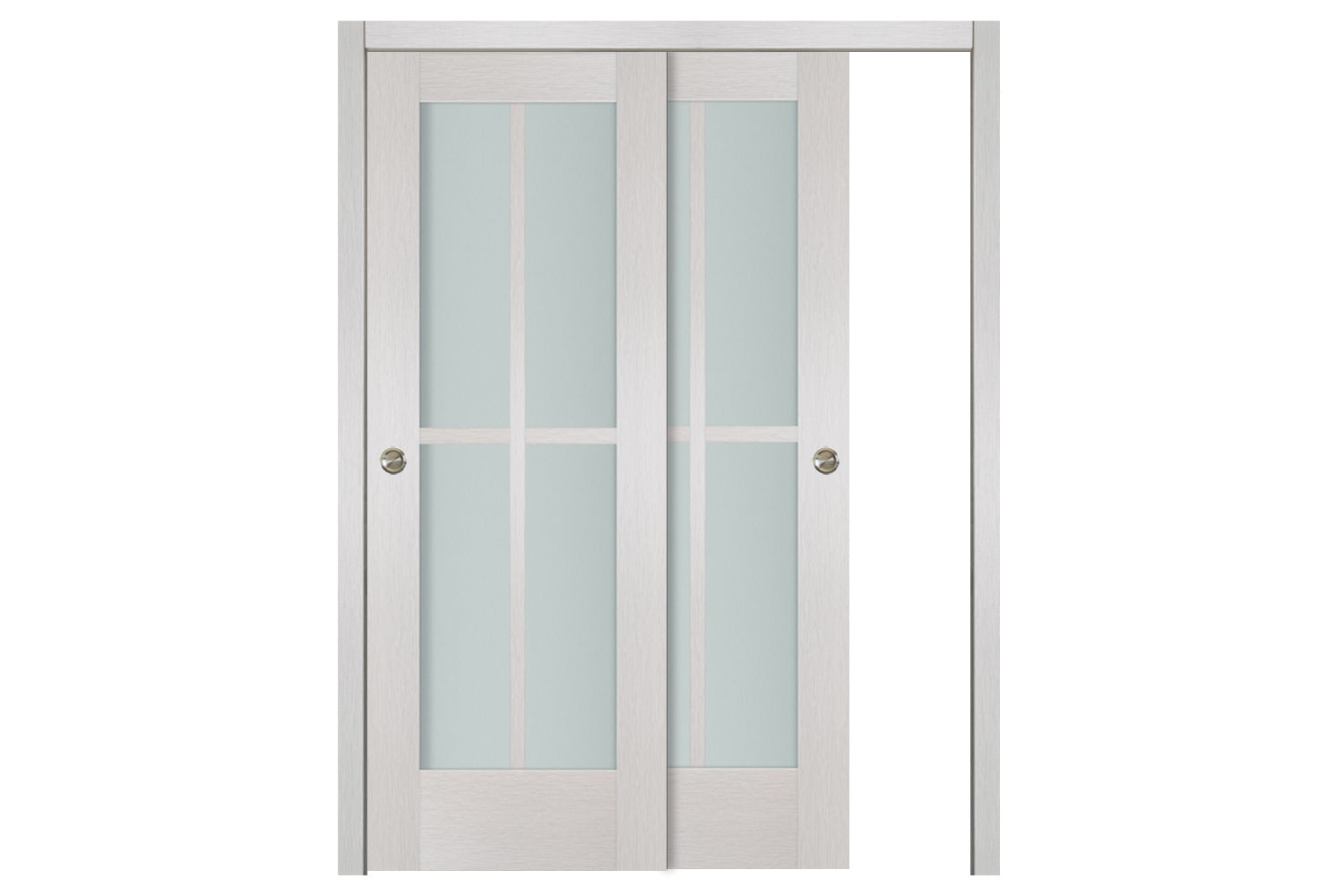 Nova 4-Lite White Wenge Vertical Ext Laminated French Door - Bypass Door