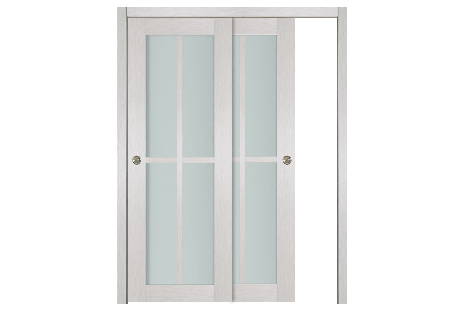 Nova 4-Lite White Wenge Vertical Laminated French Door - Bypass Door