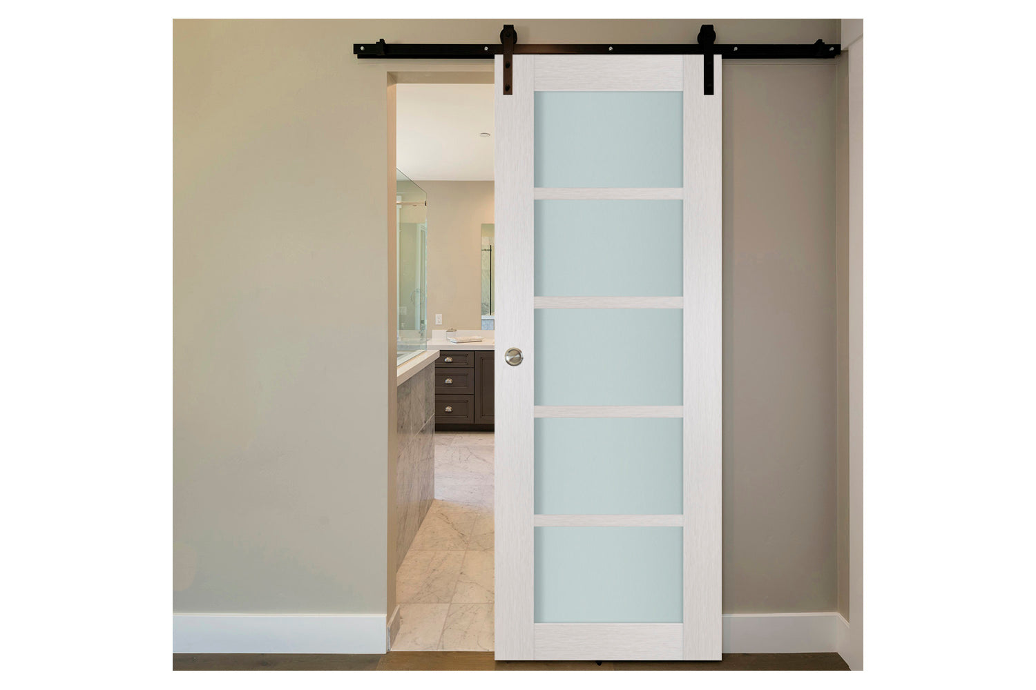 Nova 5-Lite White Wenge Laminated French Door - Barn Door