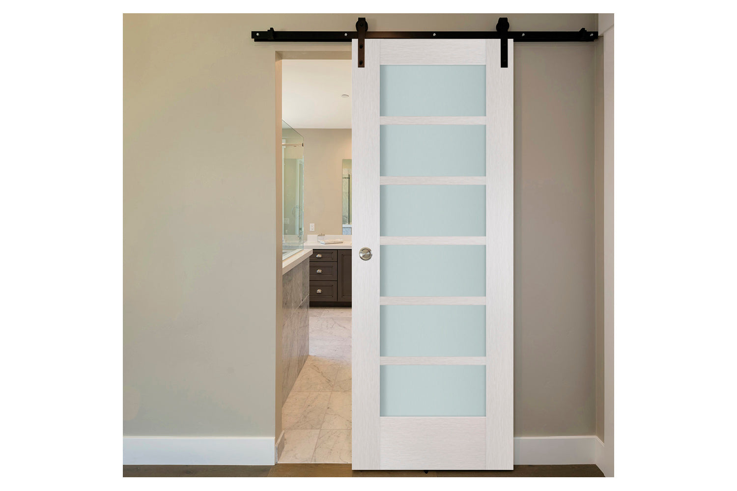 Nova 6-Lite White Wenge Ext Laminated French Door - Barn Door
