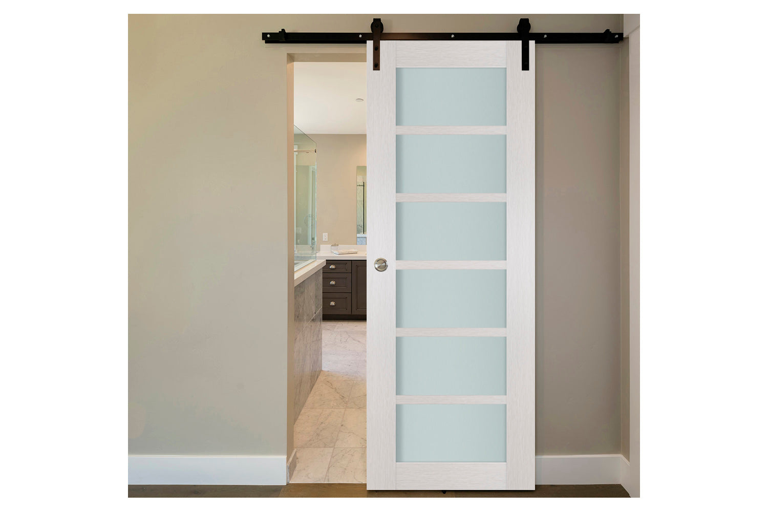Nova 6-Lite White Wenge Laminated French Door - Barn Door