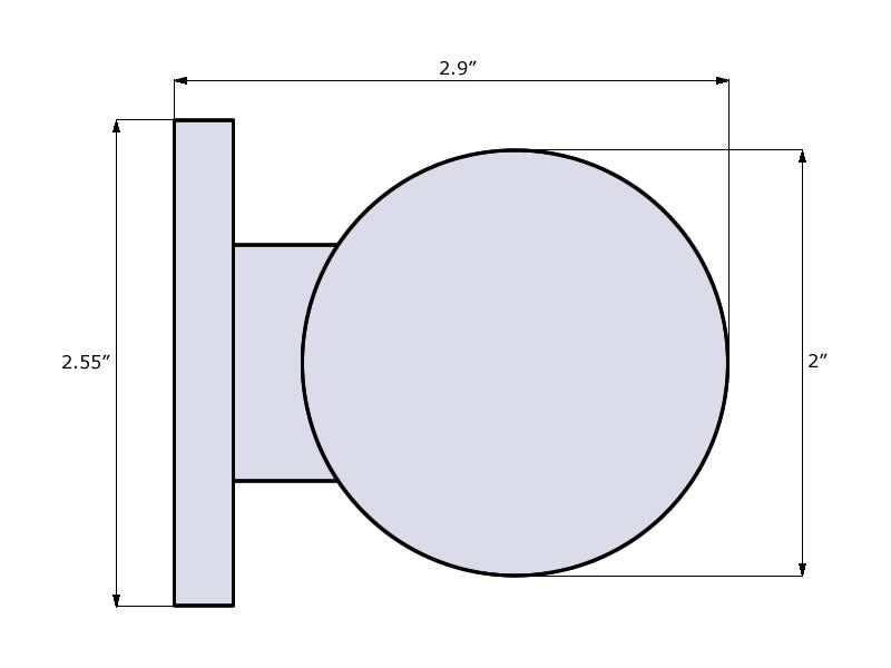 Nova Pluto Interior Door Knob - Dimensions