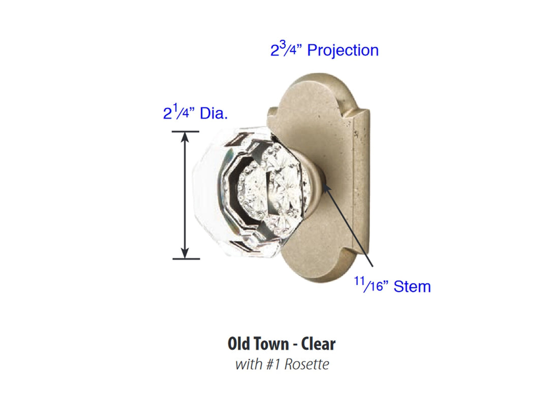 Emtek Old Town Clear Knob - Dimensions