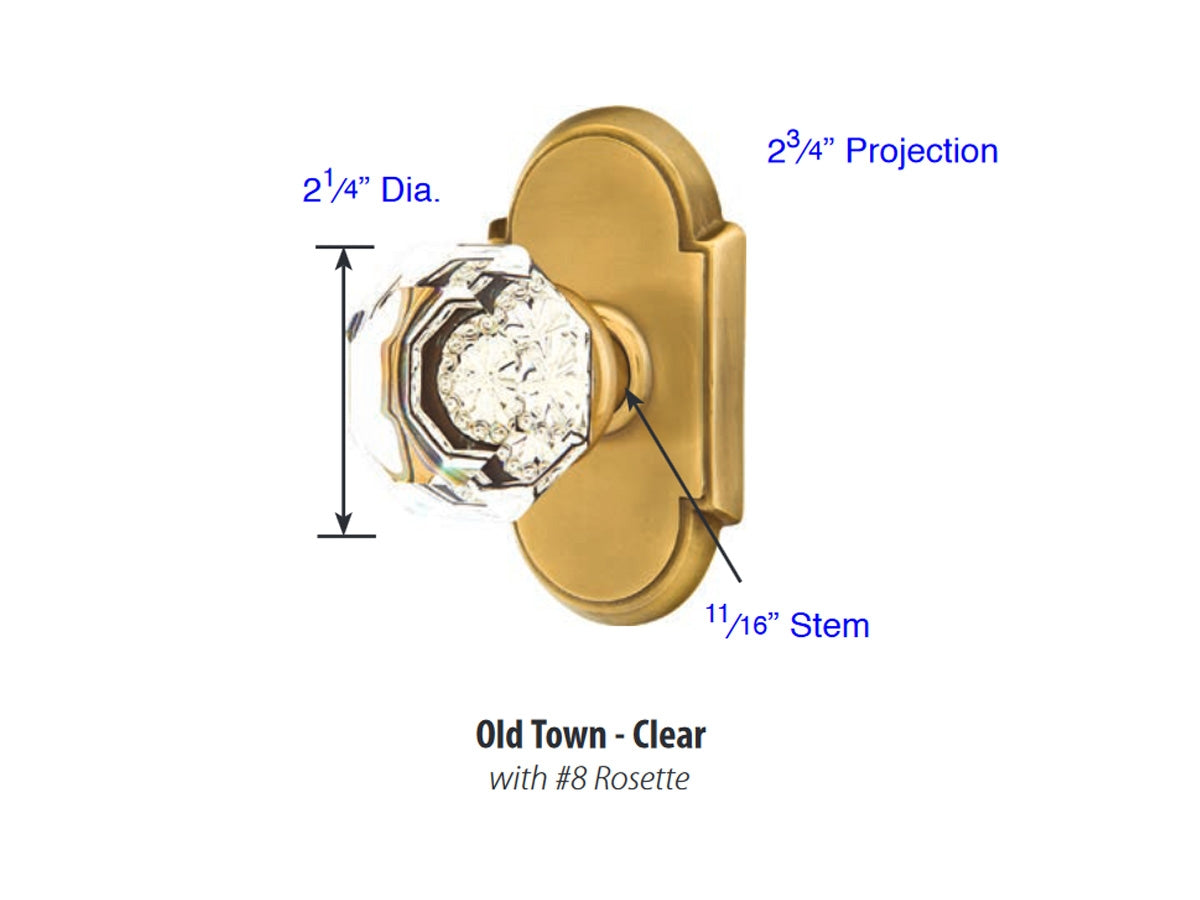 Emtek Old Town Clear Crystal Knob - Dimensions
