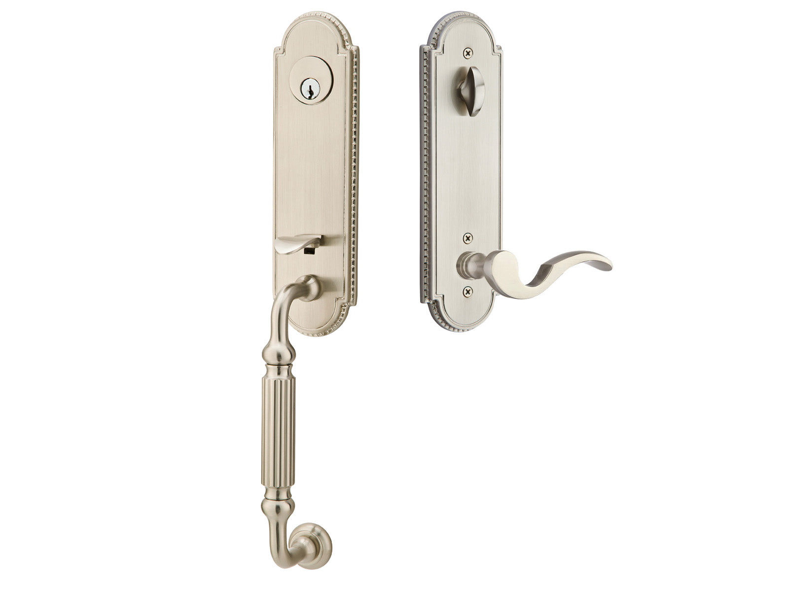 Emtek Orleans Tubular Entry Handleset Pewter US15A