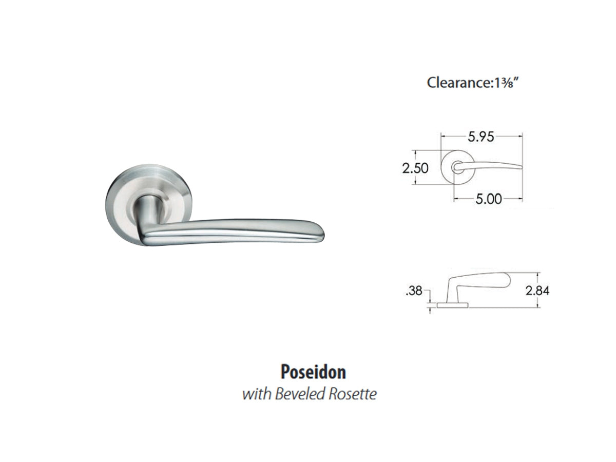 Emtek Poseidon Stainless Steel Lever - Dimensions