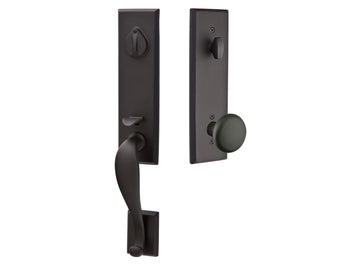 Emtek Rectangular Monolithic Tubular Entry Handleset Flat Black Bronze Patina FB
