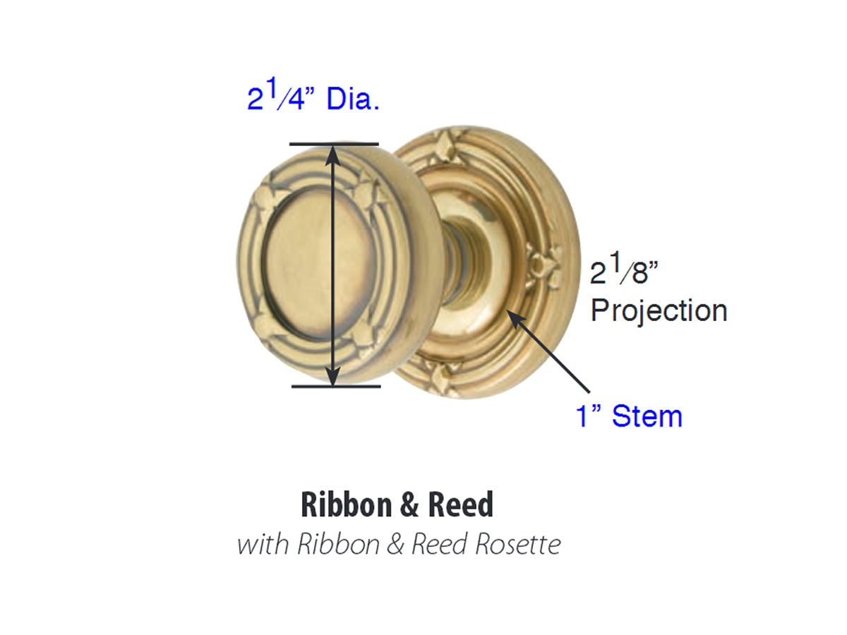 Emtek Ribbon & Reed Brass Knob -Dimensions