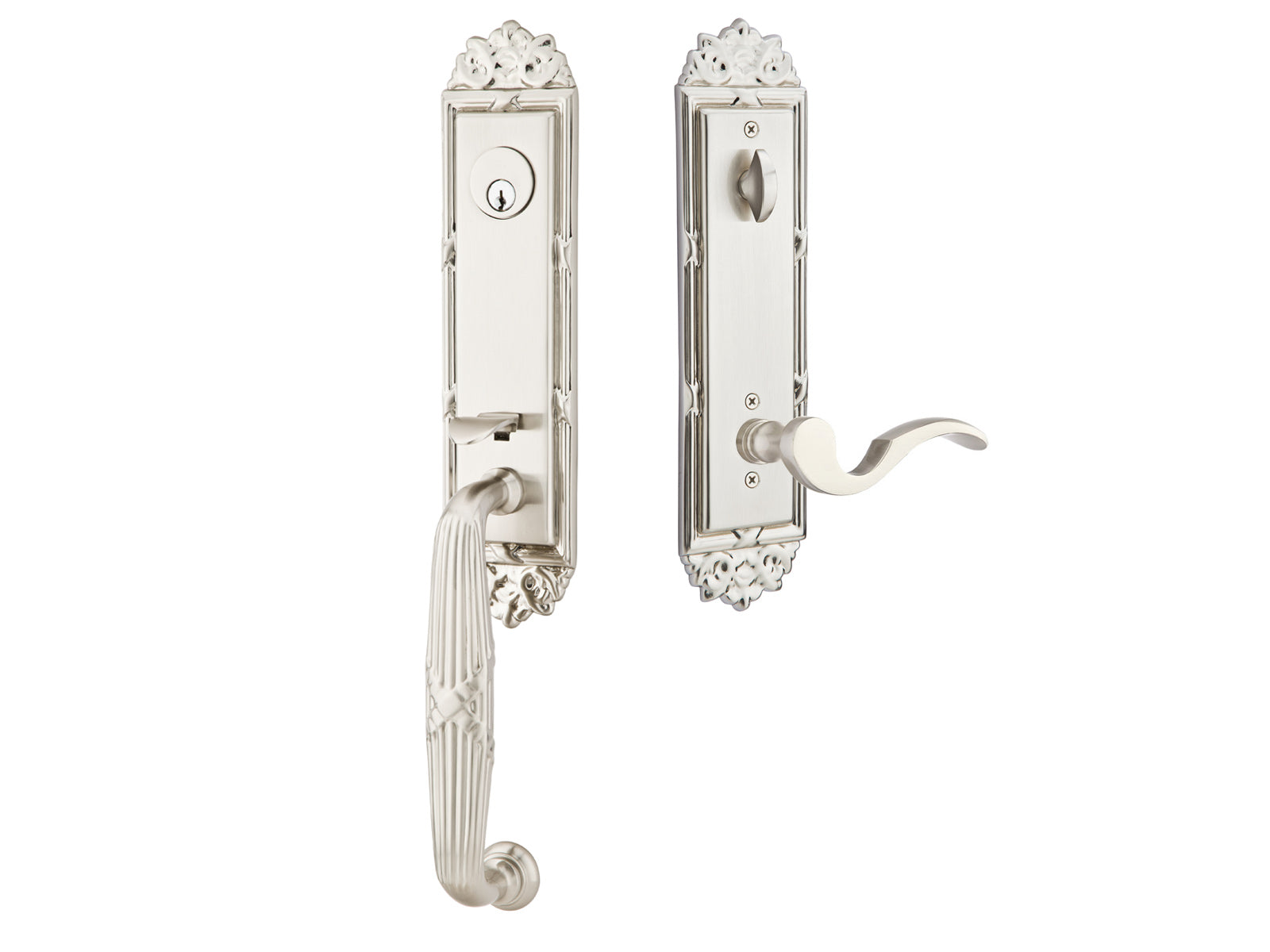 Emtek Ribbon & Reed Tubular Entry Handleset Satin Nickel US15