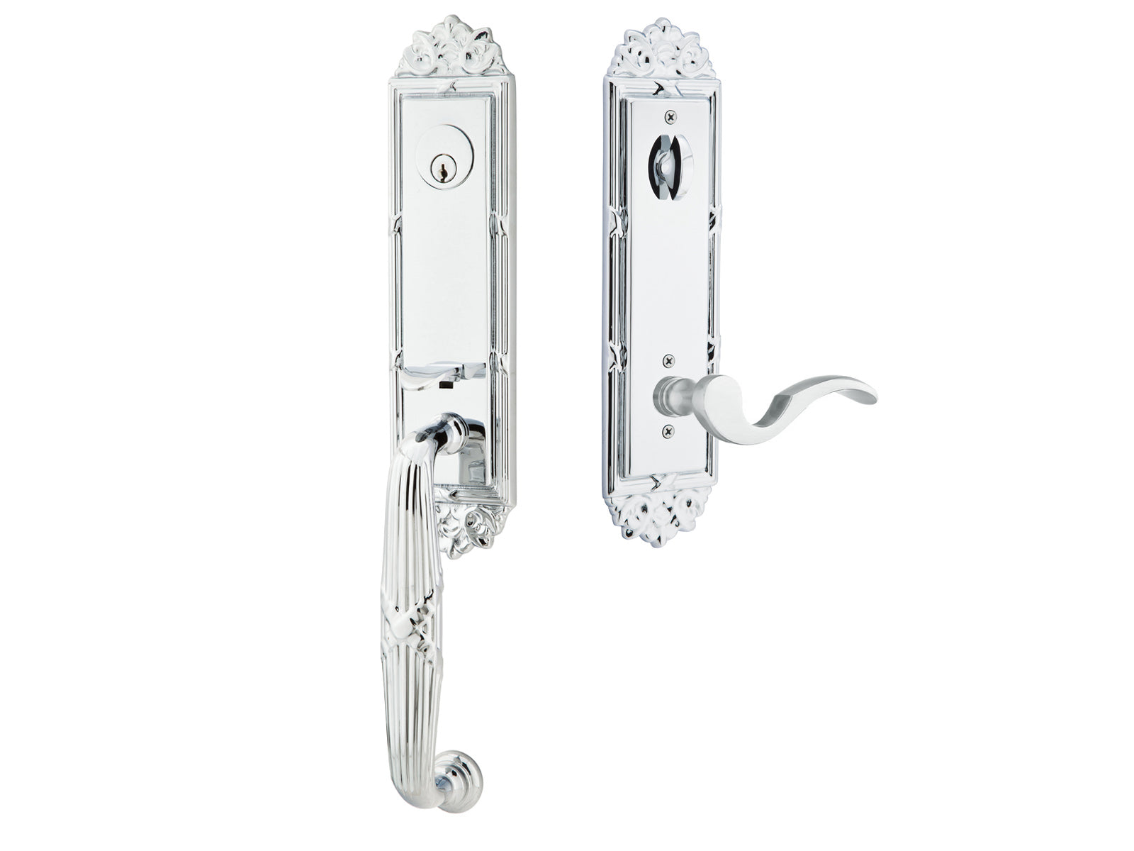 Emtek Ribbon & Reed Tubular Entry Handleset Polished Chrome US26