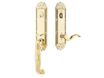 Emtek Ribbon & Reed Tubular Entry Handleset Polished Brass US3