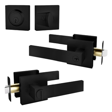 Mega Handles Robell Combo Tubular Entry Handleset Short Matte Black MB