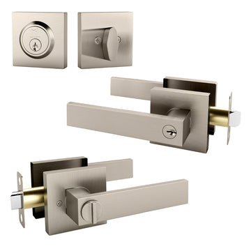 Mega Handles Robell Combo Tubular Entry Handleset Satin Nickel SN