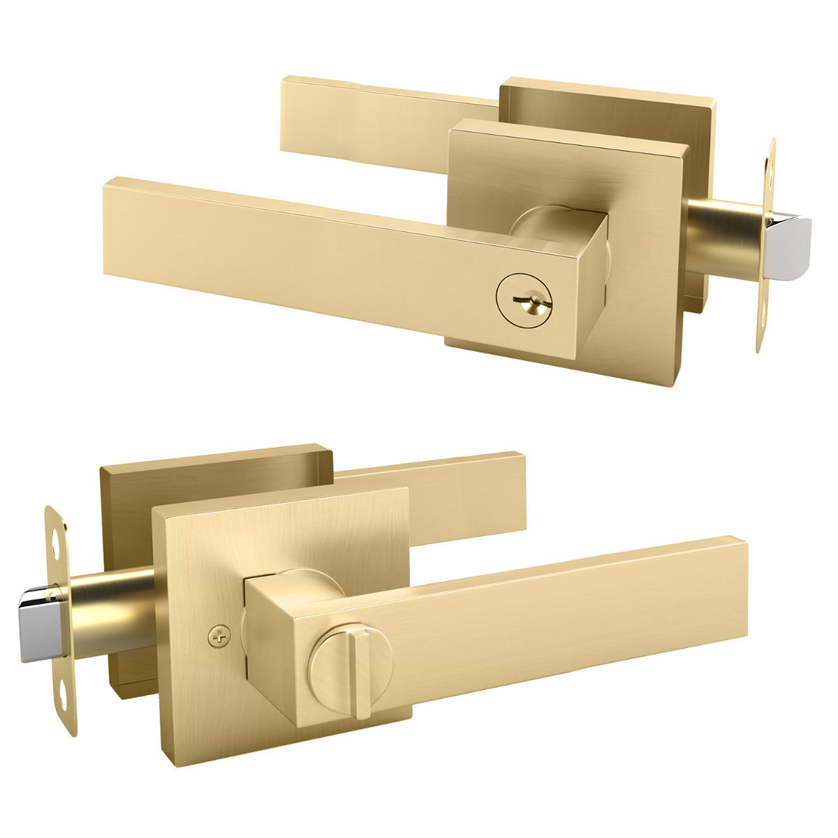 Mega Handles Robell Single Tubular Entry Handleset Short Satin Brass SB
